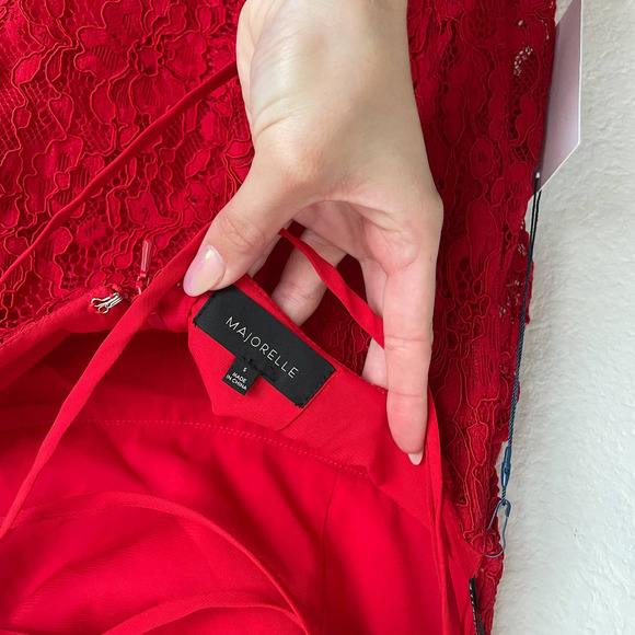 MAJORELLE Revolve Red Lace Dress - Picture 11 of 14